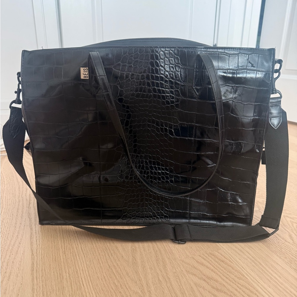 Beis work tote in black croc